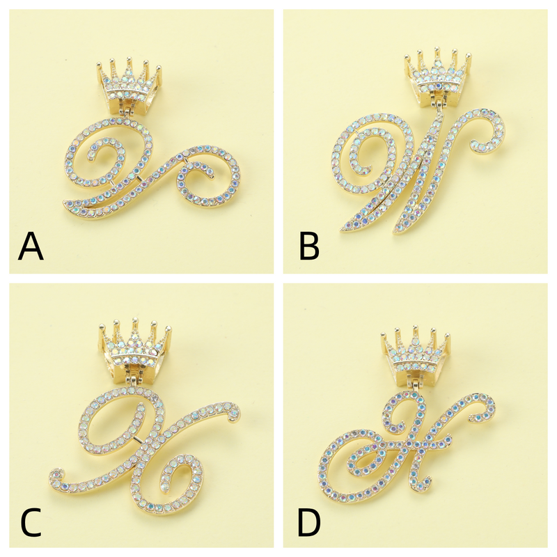 1 Piece Alloy Rhinestones Letter Crown Polished Pendant