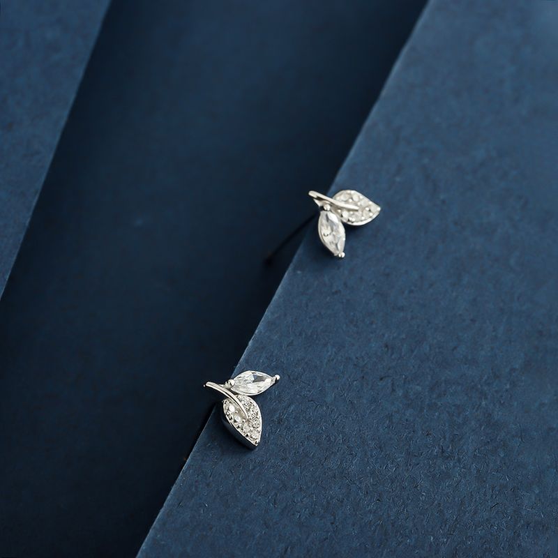 1 Pair Simple Style Classic Style Bow Knot Plating Inlay Sterling Silver Zircon 14K Gold Plated Ear Studs