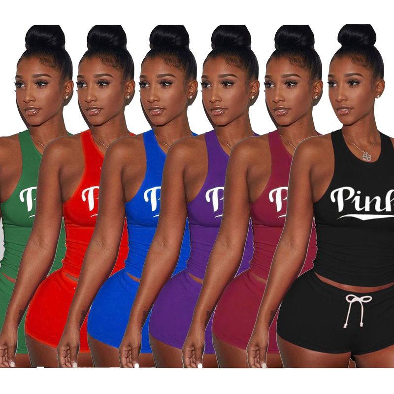 Daily Women's Casual Letter Polyester Printing Shorts Sets Shorts Sets