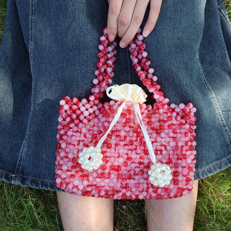 Frau Mittel PVC Einfarbig Basic Strassenmode Perlen Quadrat Offen Handtasche