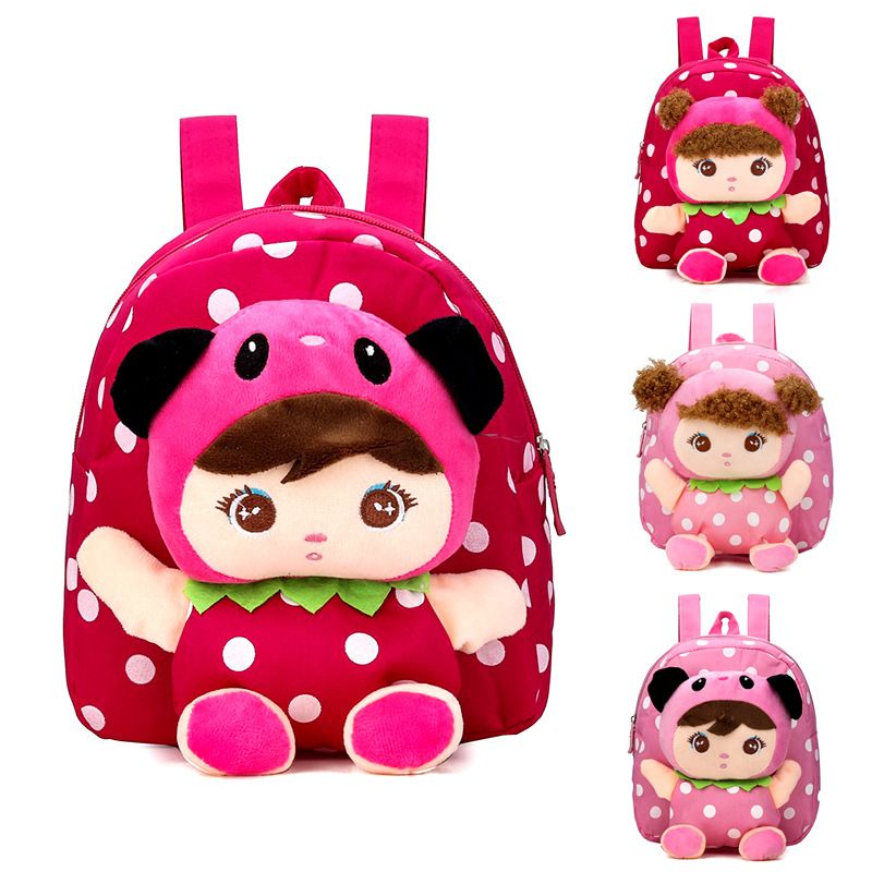 Factory Direct Supply In Stock 1-4 Years Old Boys And Girls Cartoon Backpack Cute Canvas Backpack Doll Children's Schoolbag