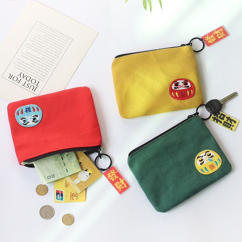 Women's Solid Color Cotton Zipper Wallets