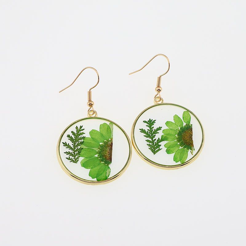 1 Pair Casual Pastoral Simple Style Color Block Alloy Dried Flower Drop Earrings