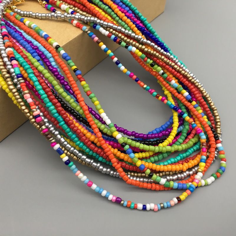 Wholesale Jewelry Ethnic Style Bohemian Geometric Glass Seed Bead Necklace