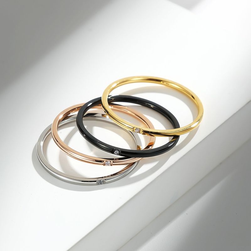 Simple Style Solid Color 304 Stainless Steel 18K Gold Plated Rings In Bulk