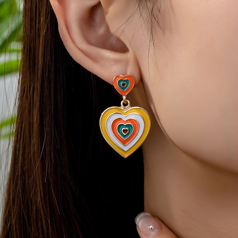 1 Pair Retro Simple Style Heart Shape Zinc Alloy Drop Earrings