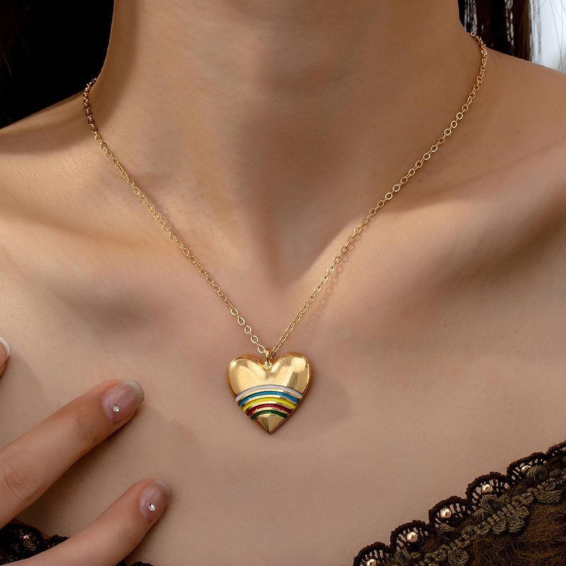 Wholesale Jewelry Simple Style Classic Style Heart Shape Iron Zinc Alloy Pendant Necklace
