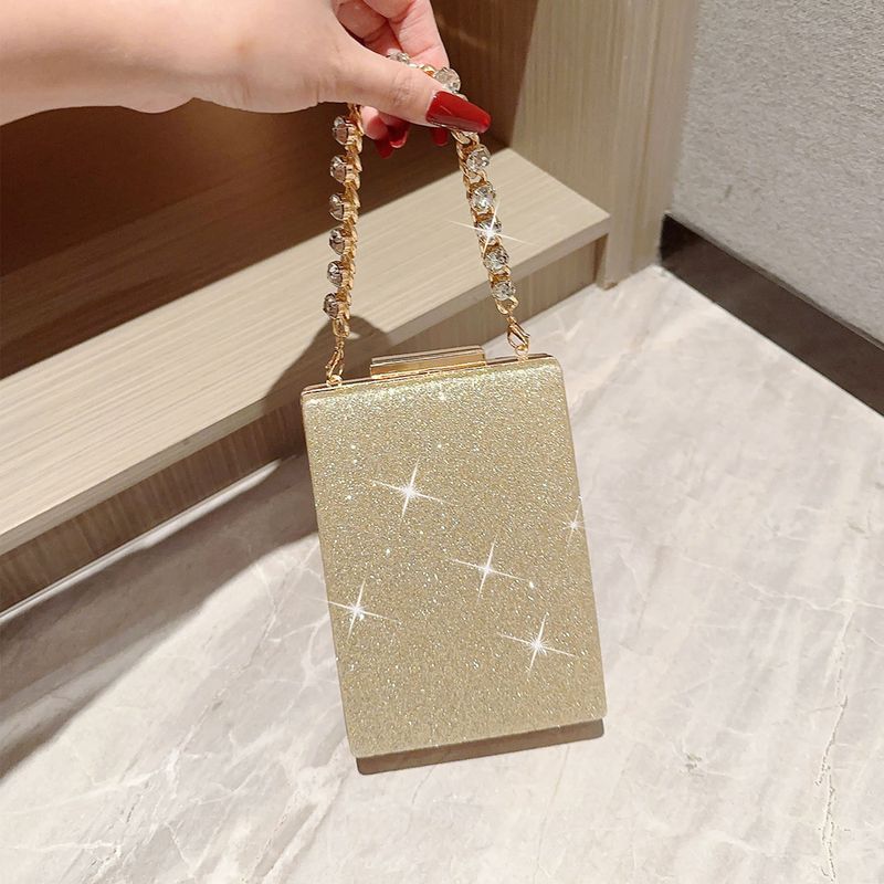 Women's Small Polyester Solid Color Elegant Classic Style Rhinestone Lock Clasp Evening Bag