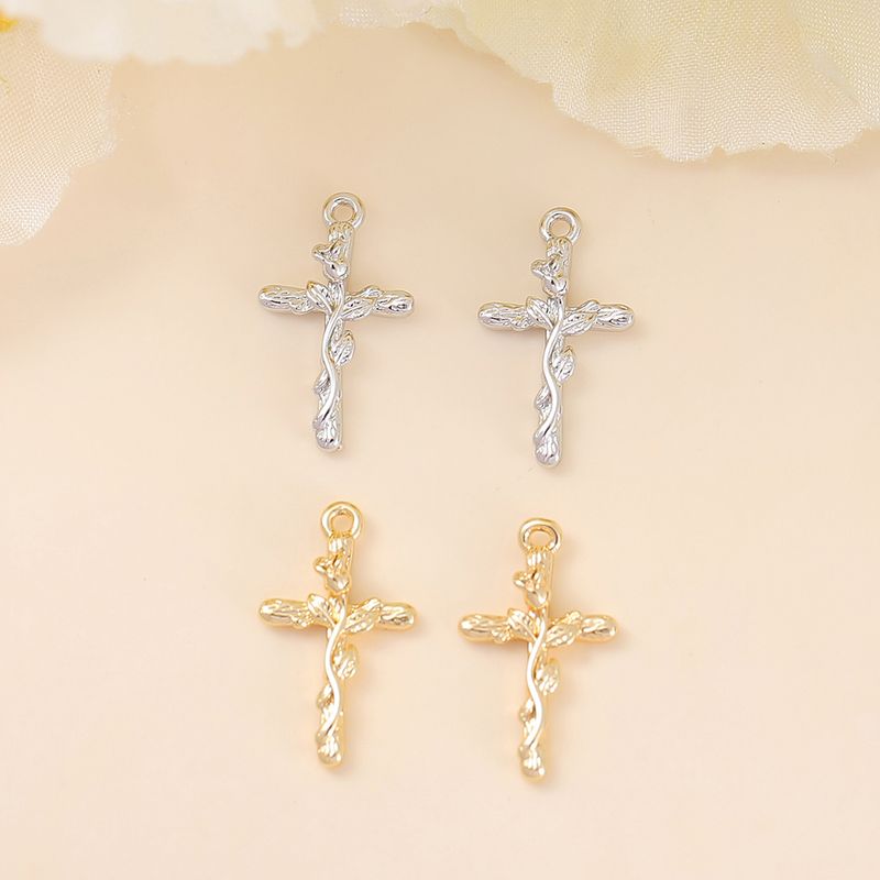 1 Piece 16 * 9mm Copper 18K Gold Plated White Gold Plated Cross Polished Pendant
