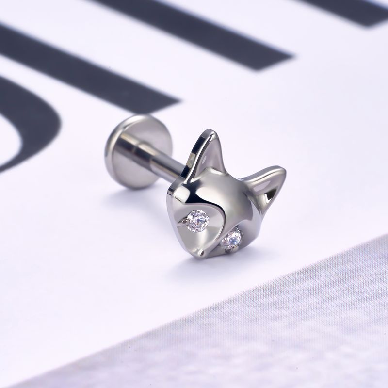 1 Piece Ear Cartilage Rings & Studs Modern Style Simple Style Fox Solid Color Titanium Alloy Inlay Zircon Lip Rings Ear Cartilage Rings & Studs