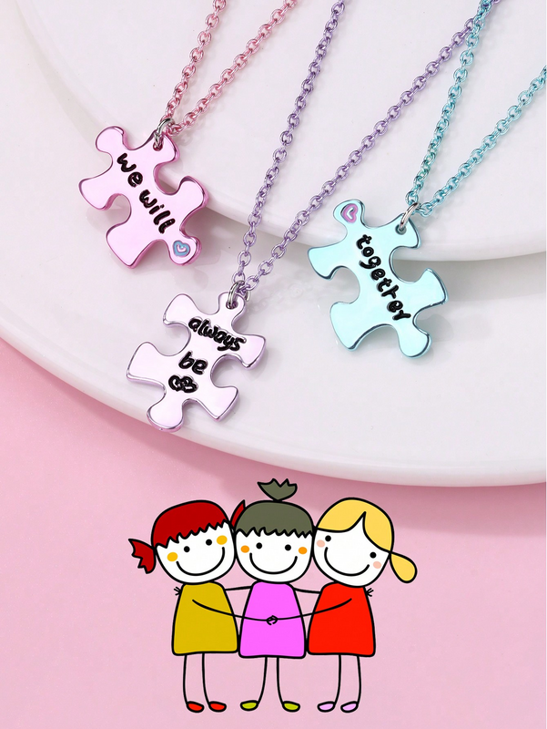 Cute Simple Style Jigsaw Alloy Zinc Wholesale Pendant Necklace