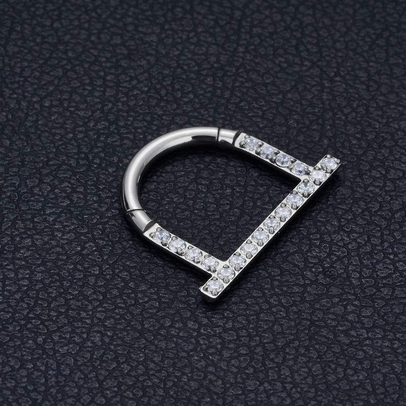 1 Piece Nose Rings & Studs Simple Style Classic Style Geometric Titanium Alloy Inlay Zircon Ear Cartilage Rings & Studs Nose Rings & Studs