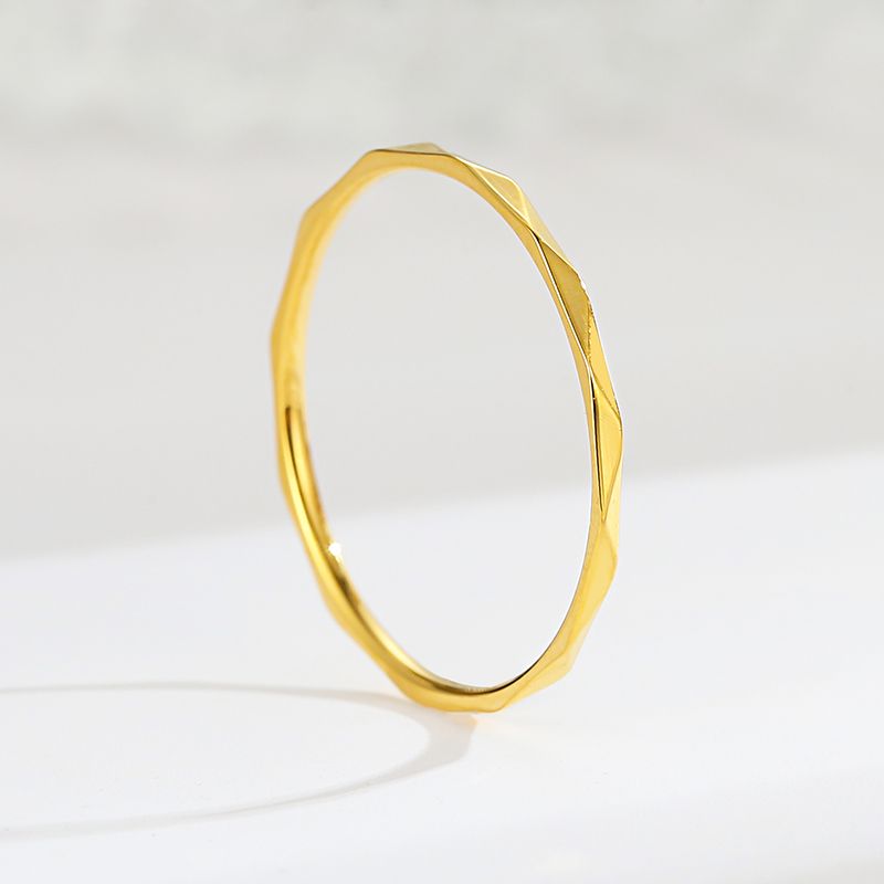 Titanium Steel 18K Gold Plated Simple Style Plating Solid Color Rings