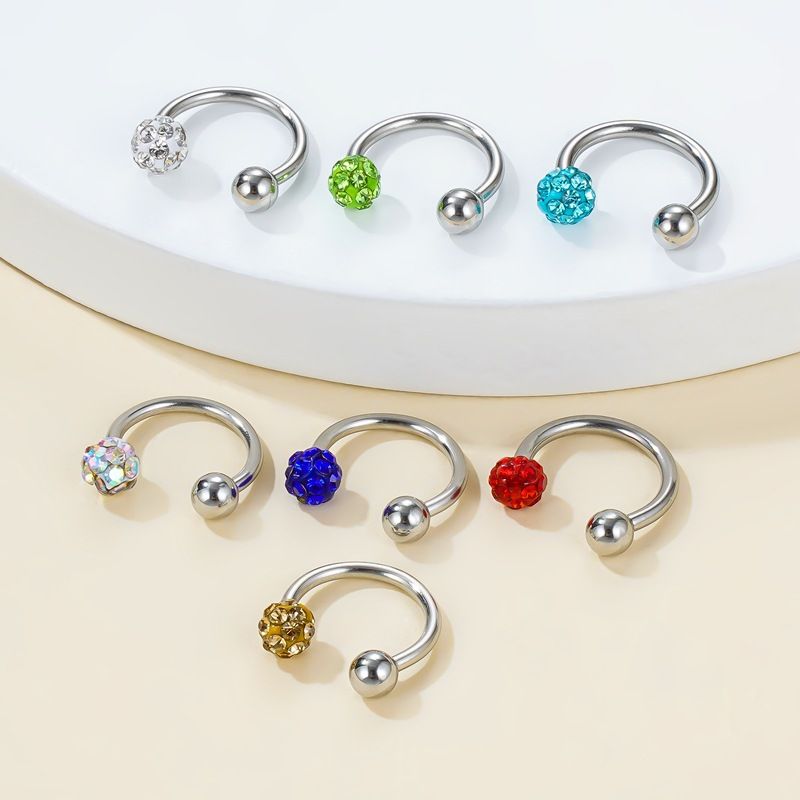 1 Piece Nose Rings & Studs Simple Style Geometric 304 Stainless Steel Rhinestones Nose Rings & Studs
