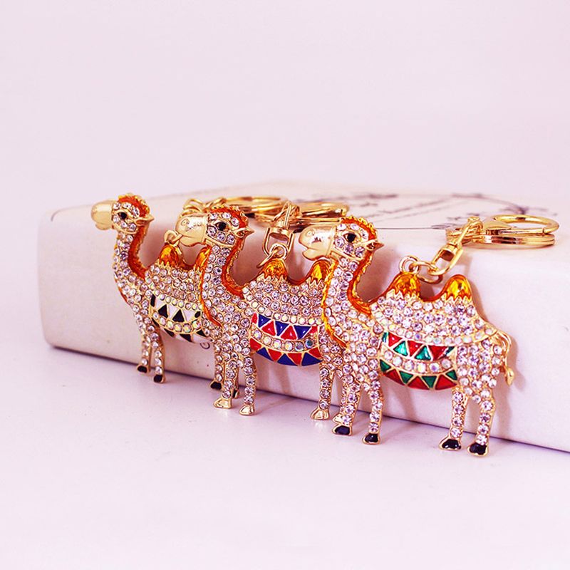 Simple Style Camel Zinc Alloy Plating Inlay Rhinestones Women's Bag Pendant Keychain