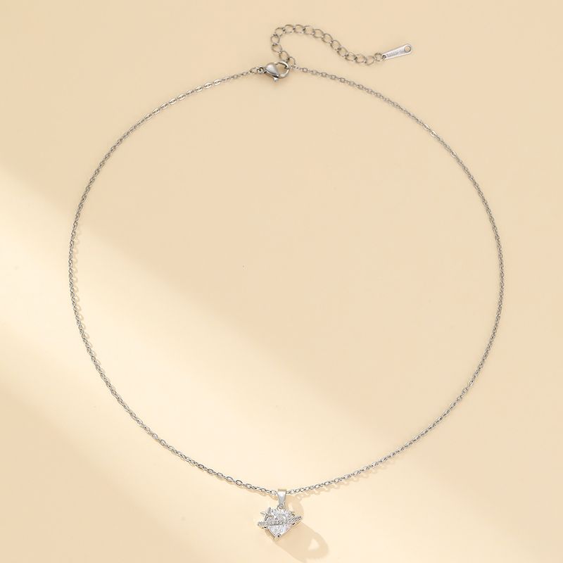 304 Stainless Steel Copper Simple Style Classic Style Inlay Star Heart Shape Zircon Pendant Necklace