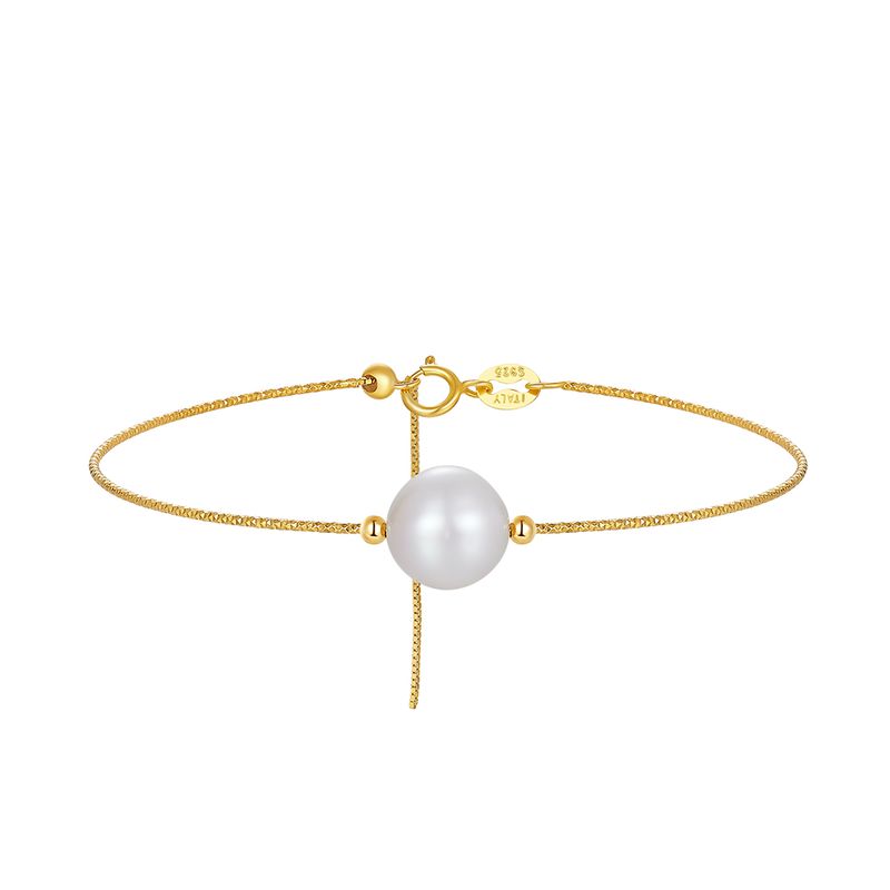 Süßwasserperle Sterling Silber 14 Karat Vergoldet Elegant Einfacher Stil Perlen Überzug Geometrisch Armbänder