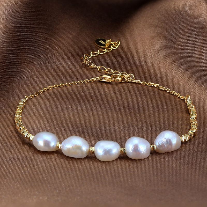Freshwater Pearl Sterling Silver IG Style Elegant Lady Plating Geometric Bracelets