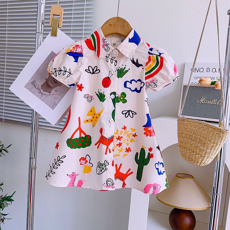 Mignon Dessin Animé Mélange De Coton Filles Robes