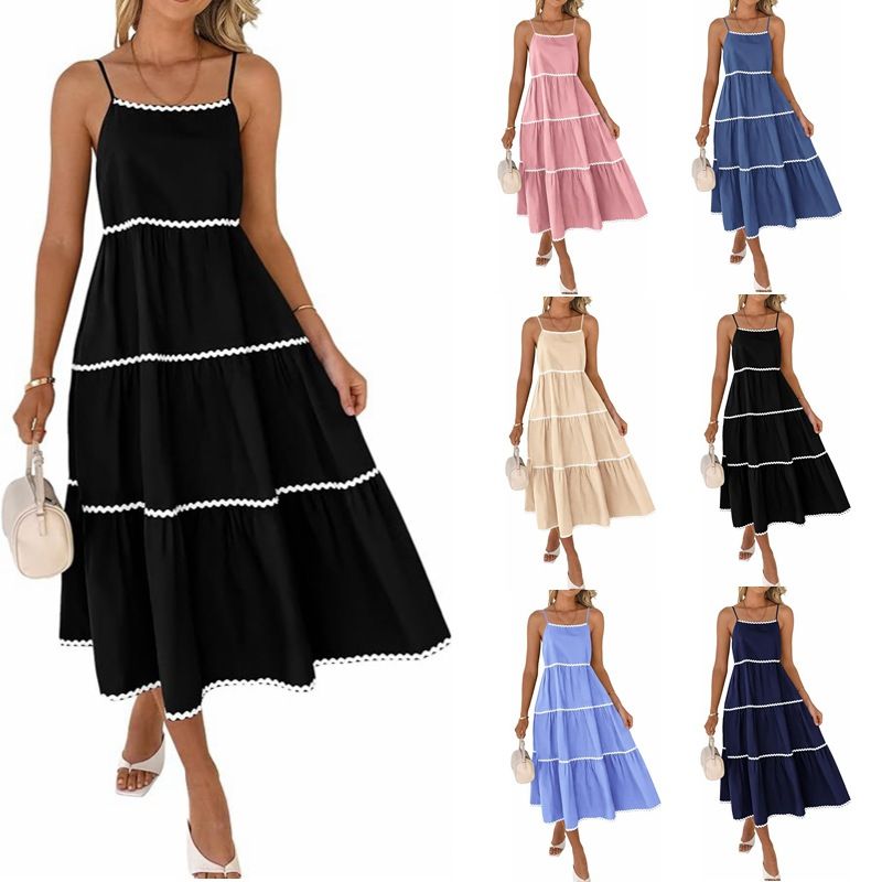 Women's Strap Dress Simple Style Strap Sleeveless Solid Color Maxi Long Dress Holiday Daily