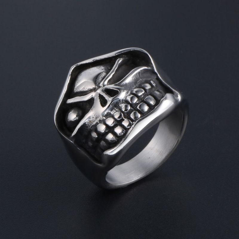 Hip-Hop Retro Punk Skull 304 Stainless Steel Polishing Men's Rings