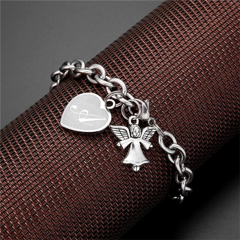 304 Stainless Steel Simple Style Classic Style Letter Heart Shape Bracelets