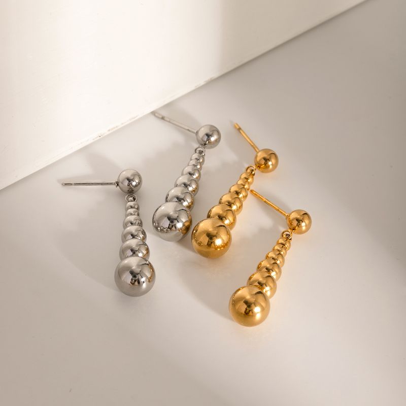 1 Pair IG Style Basic Modern Style Round Ball Plating 304 Stainless Steel 18K Gold Plated Ear Studs