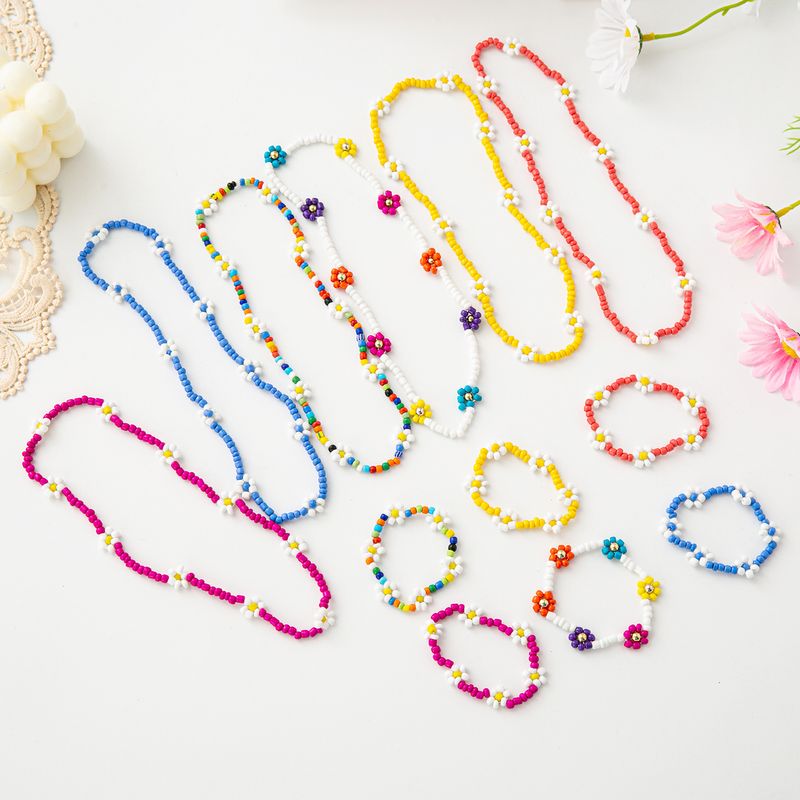 Cartoon-Stil Süß Blume Harz Saatperle Perlen Kinder Armbänder Halskette