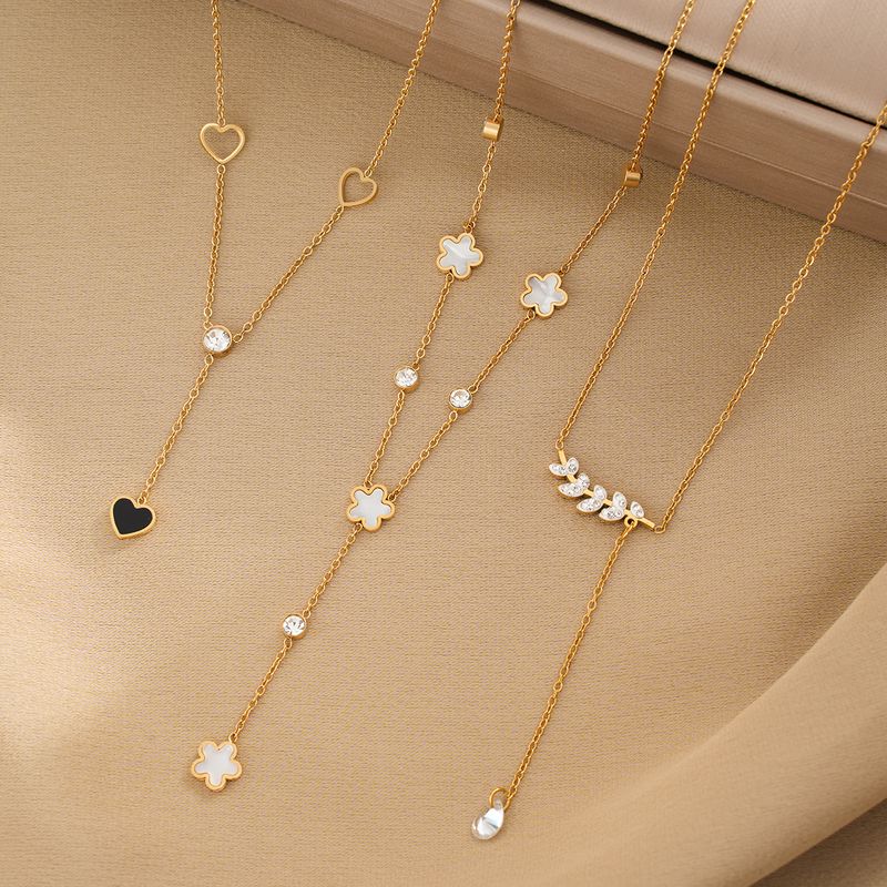 304 Stainless Steel 18K Gold Plated IG Style Modern Style Classic Style Tassel Star Heart Shape Pendant Necklace
