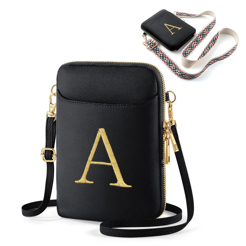 Women's Pu Leather Letter Classic Style Zipper Crossbody Bag