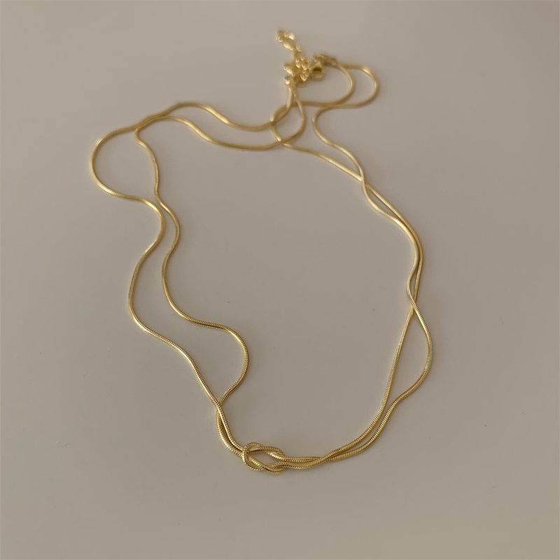 304 Stainless Steel 18K Gold Plated Vintage Style Simple Style Commute Knot Necklace