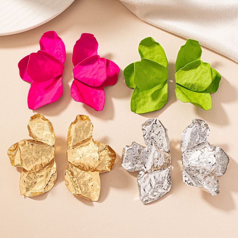 1 Pair Sweet Korean Style Flower Plating Alloy Drop Earrings