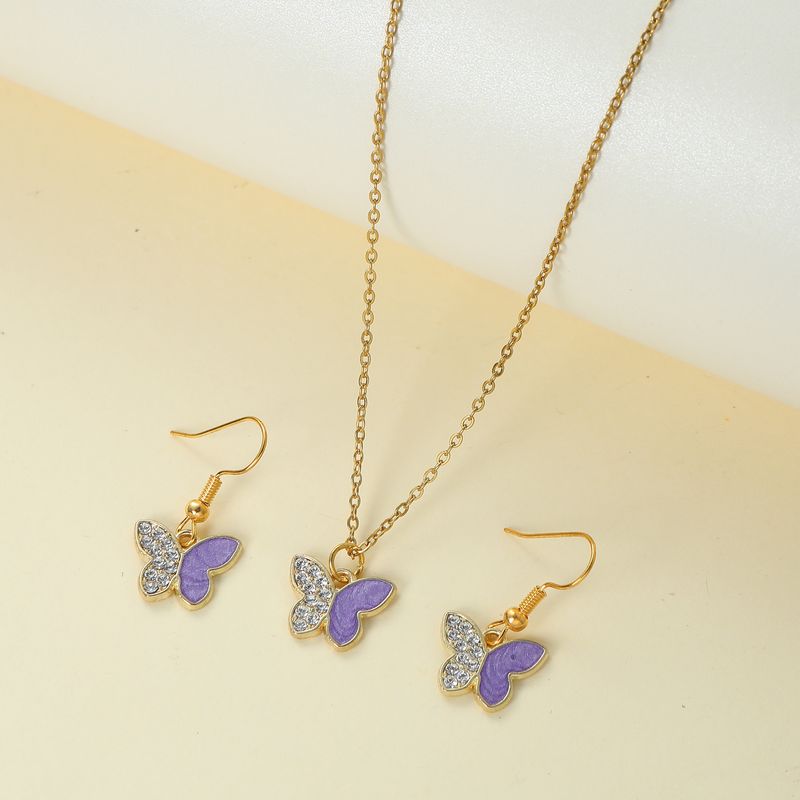 Elegant Cute Luxurious Butterfly Alloy Inlay Rhinestones Women's Jewelry Set