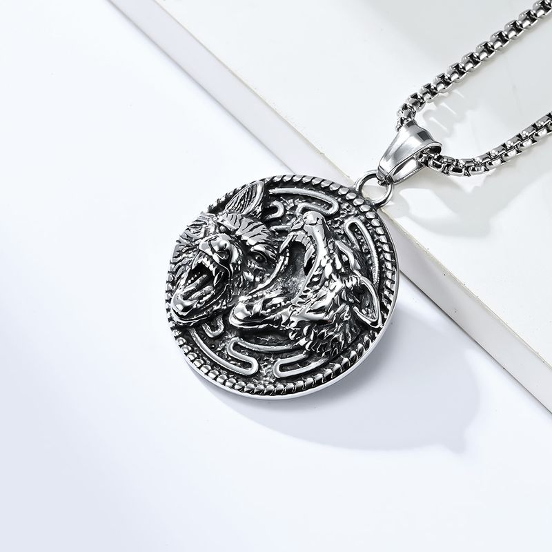 Hip-Hop Retro Wolf 304 Stainless Steel Plating 18K Gold Plated Men's Pendant Necklace