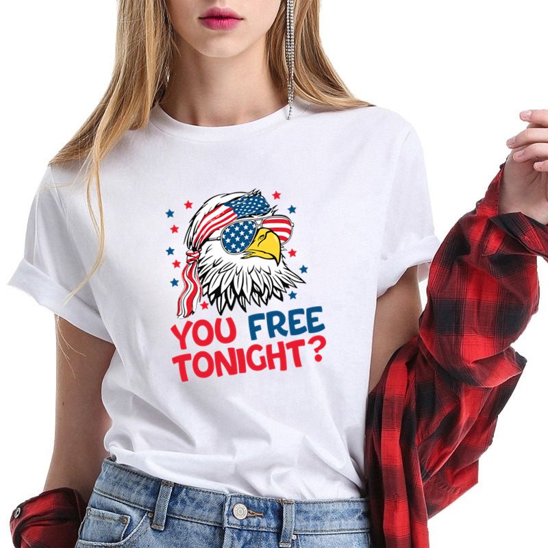 Women's T-shirt Short Sleeve T-Shirts Simple Style Letter American Flag