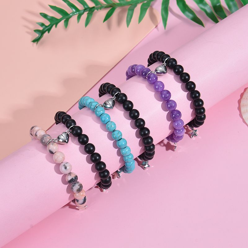 Acier Inoxydable 316L La Pierre Naturelle Fait Main Romantique Perlé Magnétique Star Forme De Cœur Bracelets