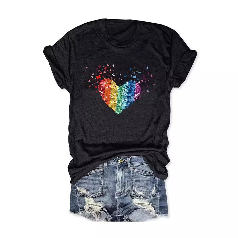 Women's T-shirt Short Sleeve T-Shirts Printing Streetwear Heart Shape
