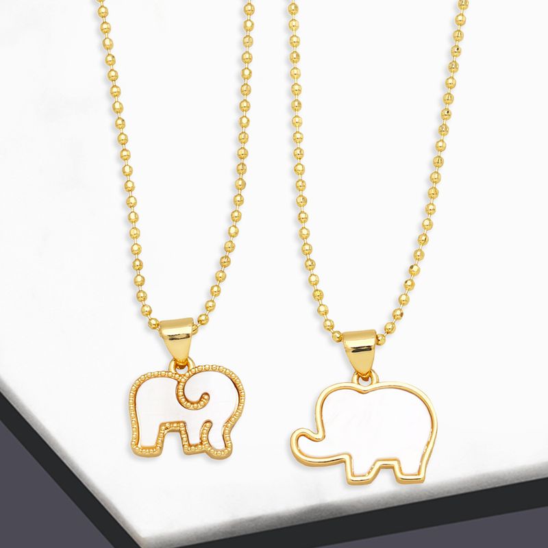 Einfacher Stil Elefant Hülse Kupfer Überzug 18 Karat Vergoldet Frau Halskette Mit Anhänger
