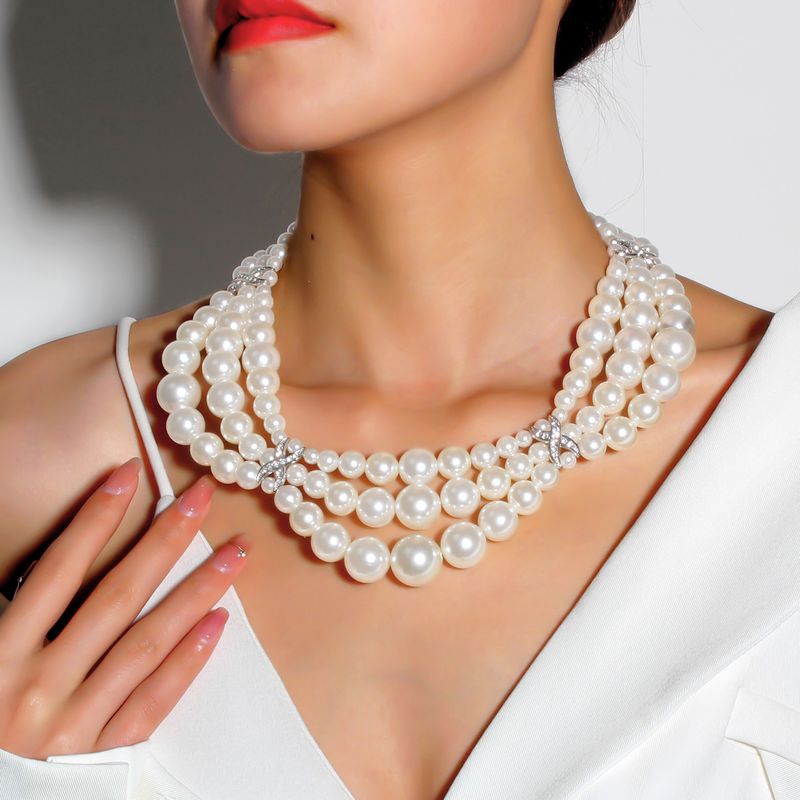 Wholesale Jewelry Elegant Glam Round Imitation Pearl Beaded Necklace