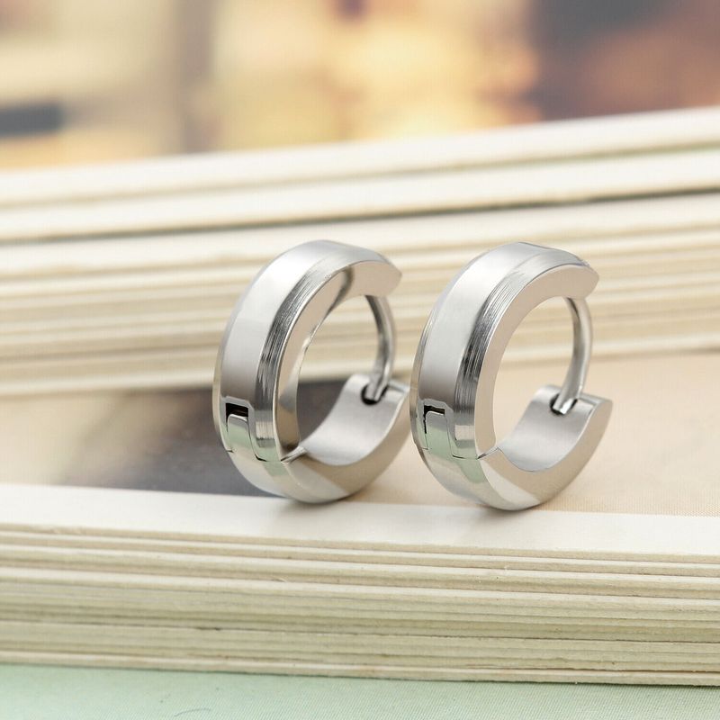 1 Piece Basic Modern Style Classic Style Round 304 Stainless Steel Hoop Earrings