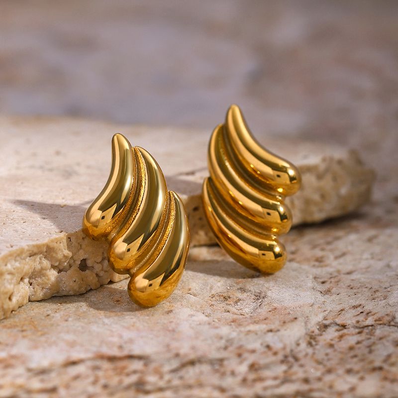 1 Pair Simple Style Classic Style Water Droplets Plating 316 Stainless Steel  18K Gold Plated Ear Studs