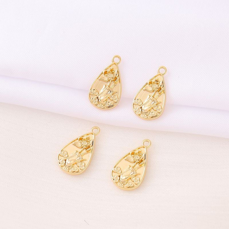 Modern Style Classic Style Water Droplets Flower 18K Gold Plated Copper Wholesale Jewelry Accessories