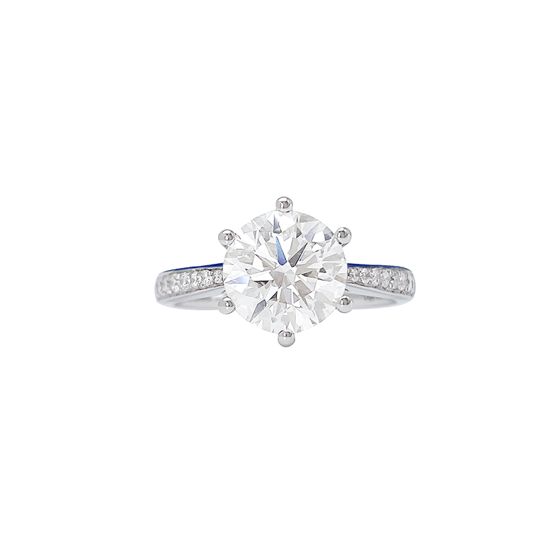 18K Six-Claw Round Diamond Ring Main Stone 2.09 Pairs Of Stone 0.157ct18p Total Weight 3.45G Net Weight 3.00G