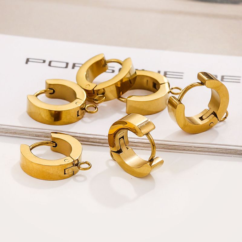 10 PCS/Package 304 Stainless Steel Gold Plated Solid Color Hook Earring Findings