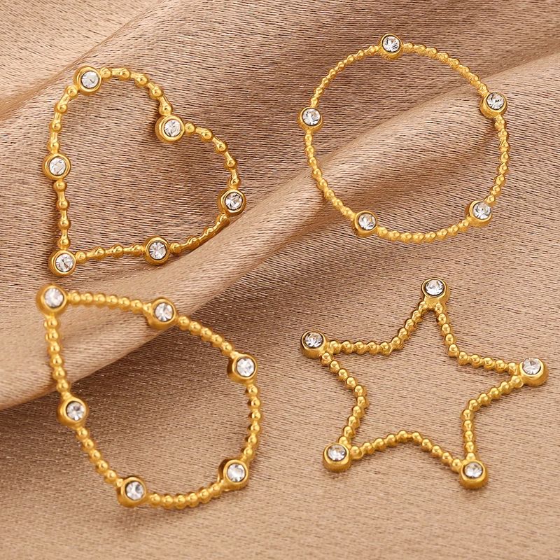 5 PCS/Package 304 Stainless Steel Zircon Solid Color Earring Card