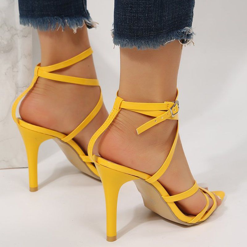 Women's Elegant Solid Color Point Toe High Heel Sandals