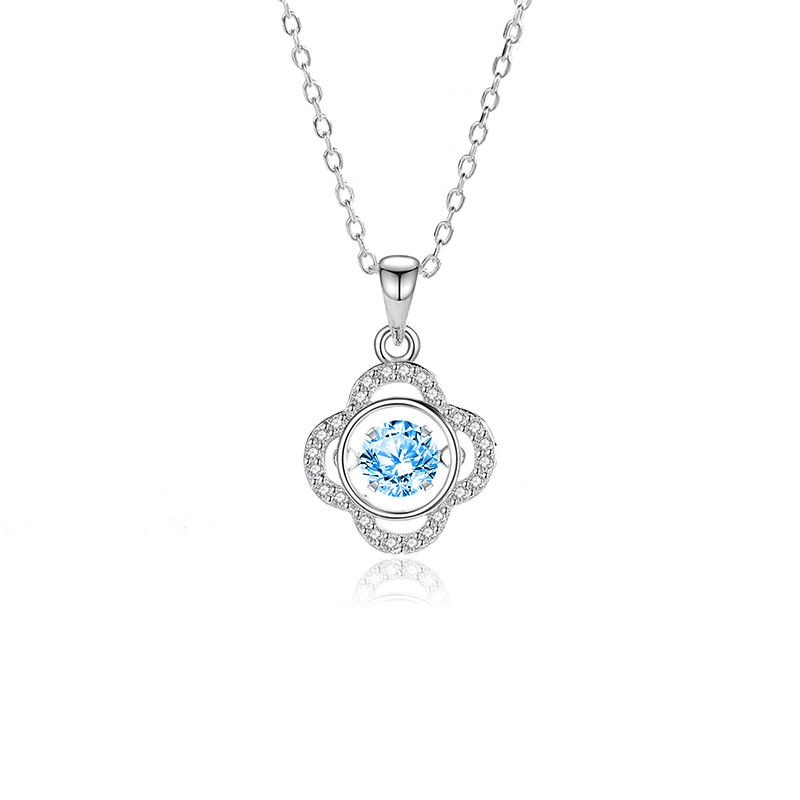 Simple Style Flower Sterling Silver Inlay Moissanite Zircon Pendant Necklace