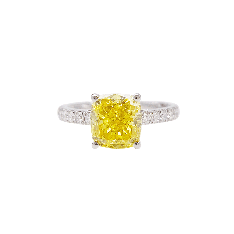 Gelber Diamant Ring Hauptstein 2,04 Ct Hilfsstein Gewicht 3,32G Nettogewicht 2,85G