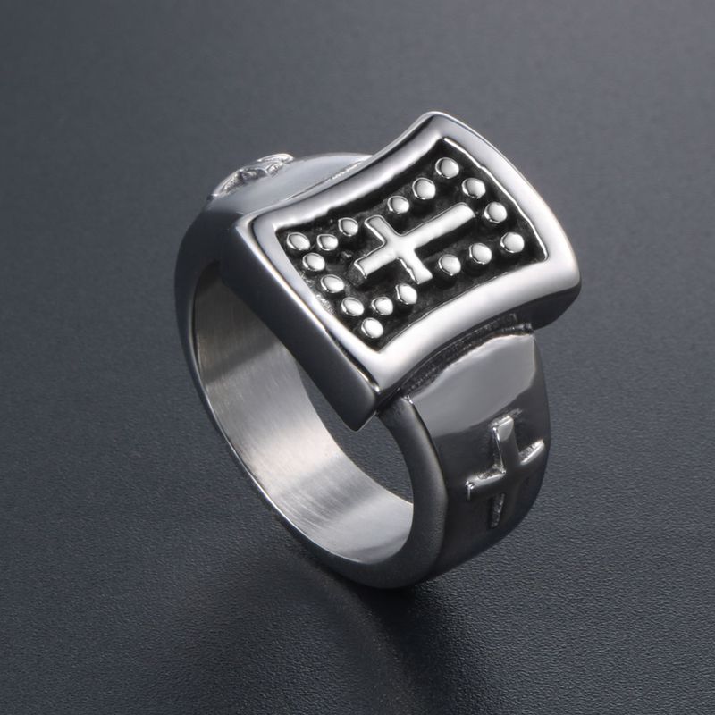 Casual Retro Classic Style Color Block 304 Stainless Steel Polishing Men's Rings