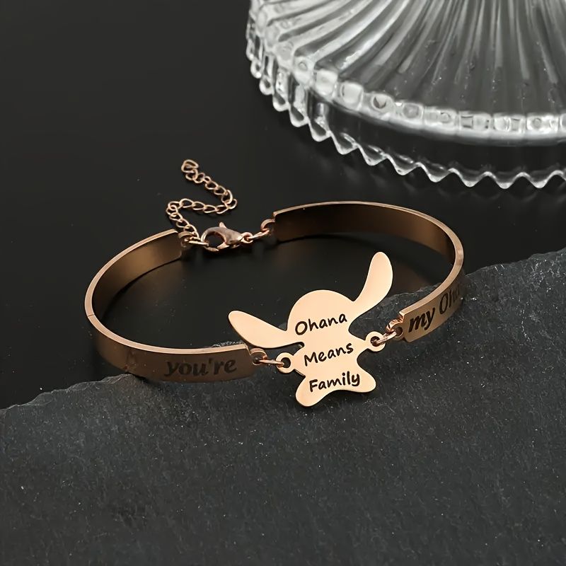 Edelstahl 304 Vergoldet Cartoon-Stil Hip Hop Überzug Brief Armbänder